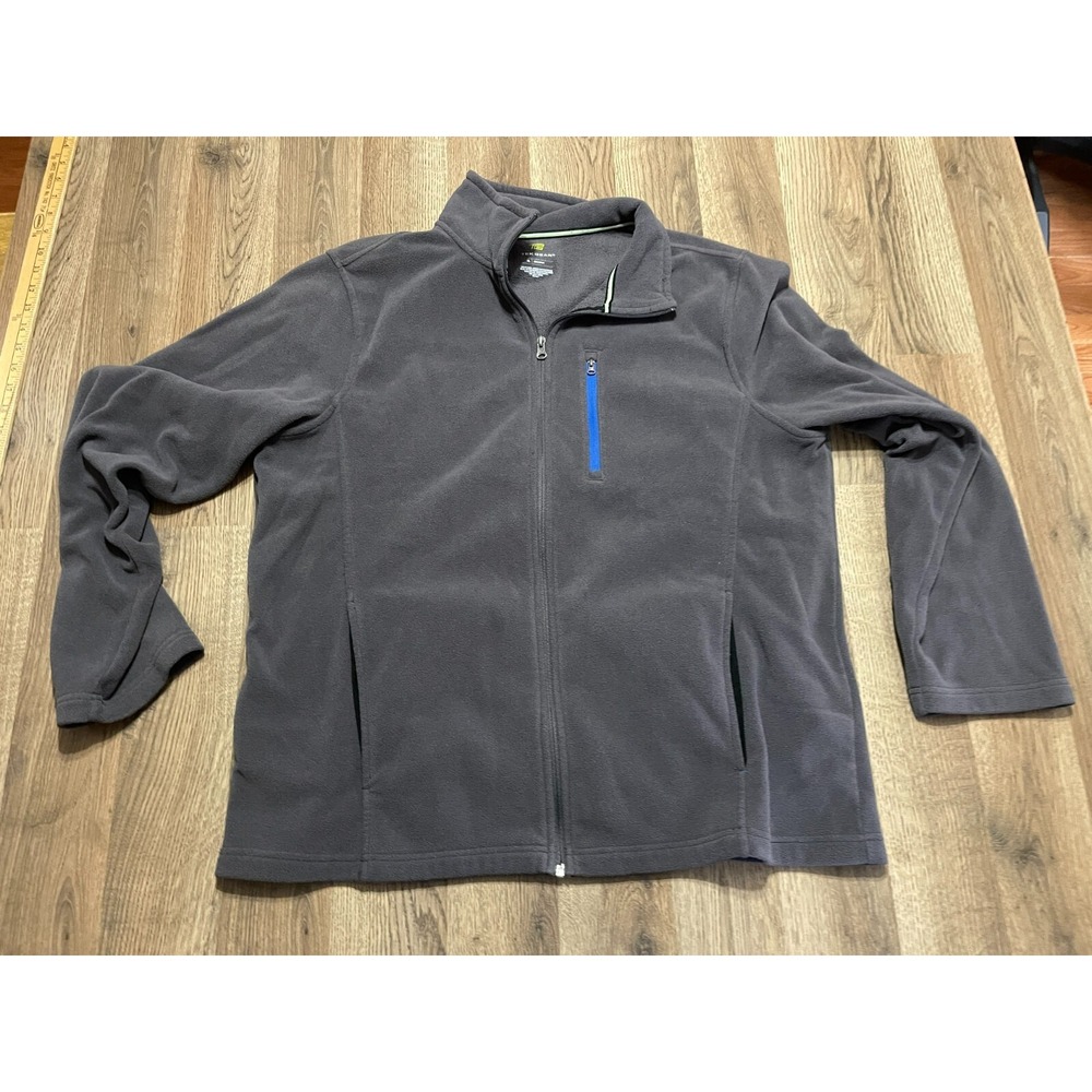 Tek Gear Sweater, Men's XL, Black, Full Zip, Zip Pockets, Fleece, Long Sleeve